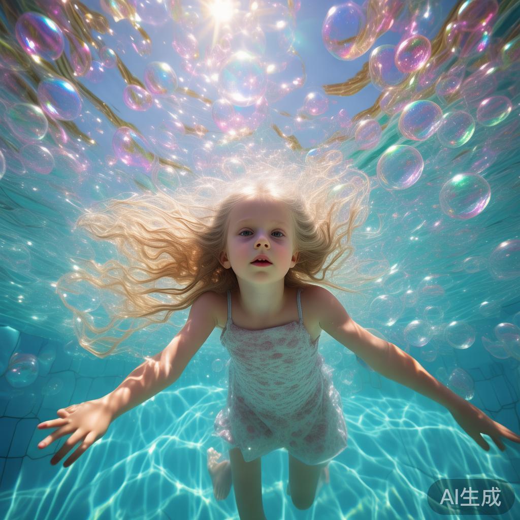 唯美游泳图：泡泡里的童话泳姿