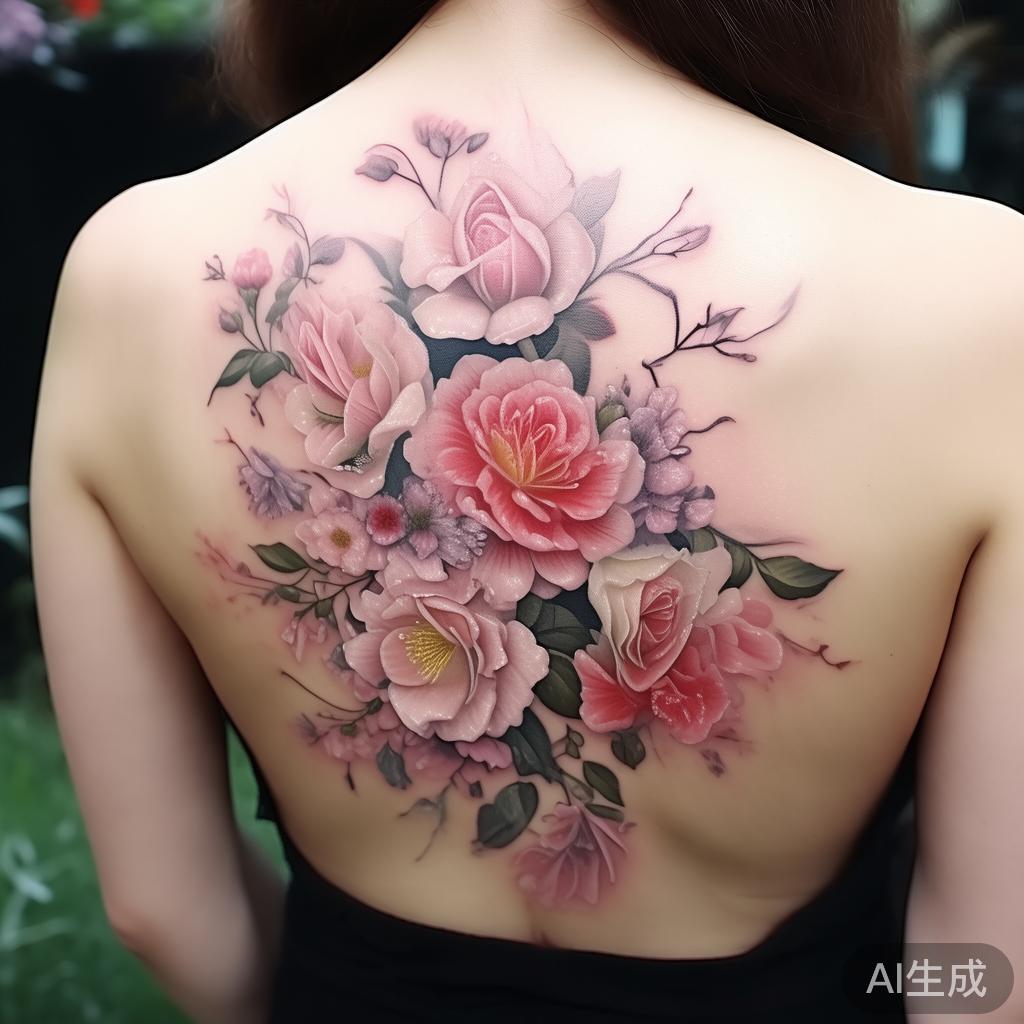 唯美花语后背纹身图案图片