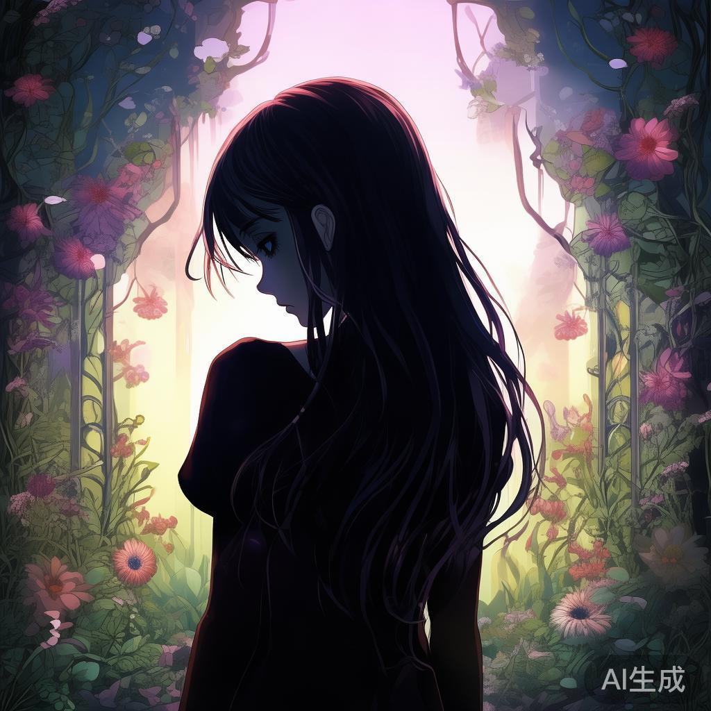 卡通落寞女生背影背景图片