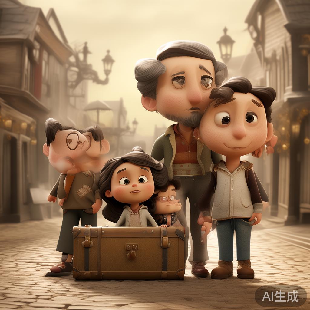 一家四口卡通图片：旧照里的散场