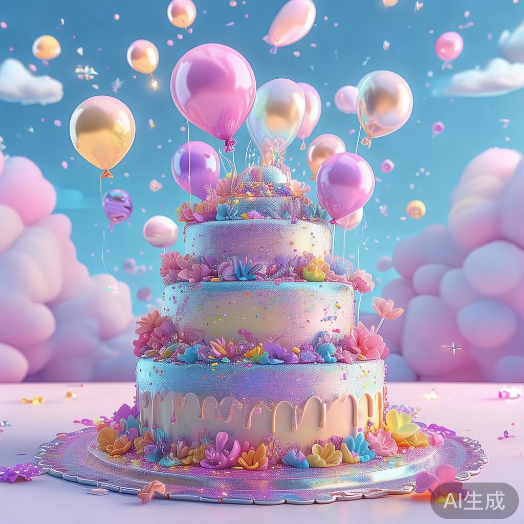 梦幻唯美卡通生日蛋糕图片
