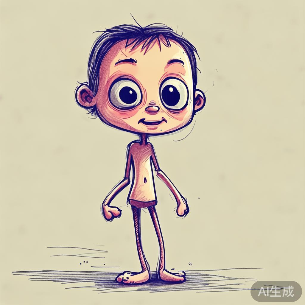 卡通人体素描萌趣图片