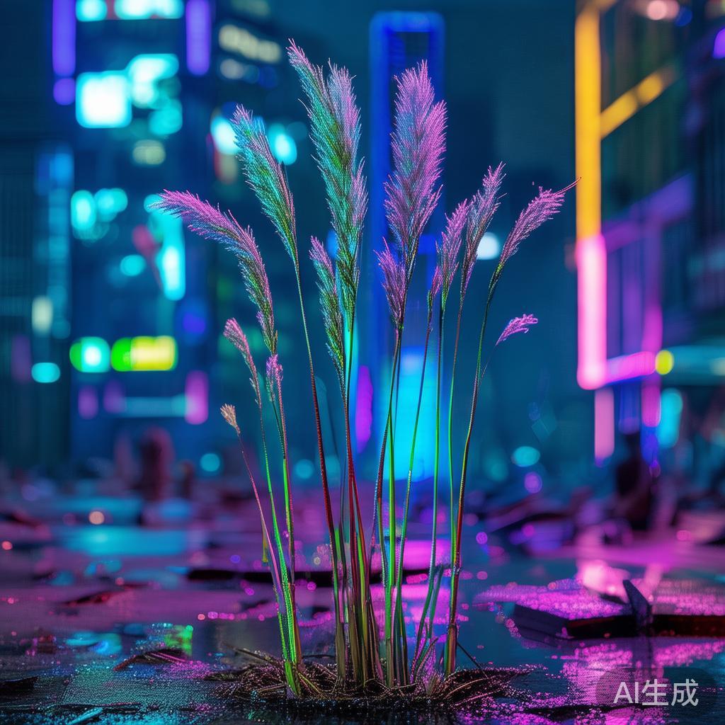 赛博萌芦苇芽霓虹图片