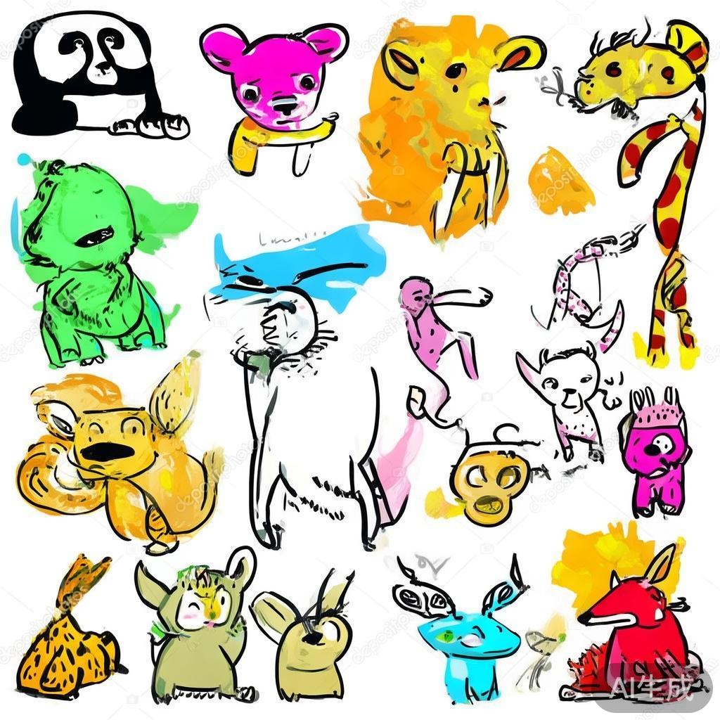 卡通素描动物图片大全