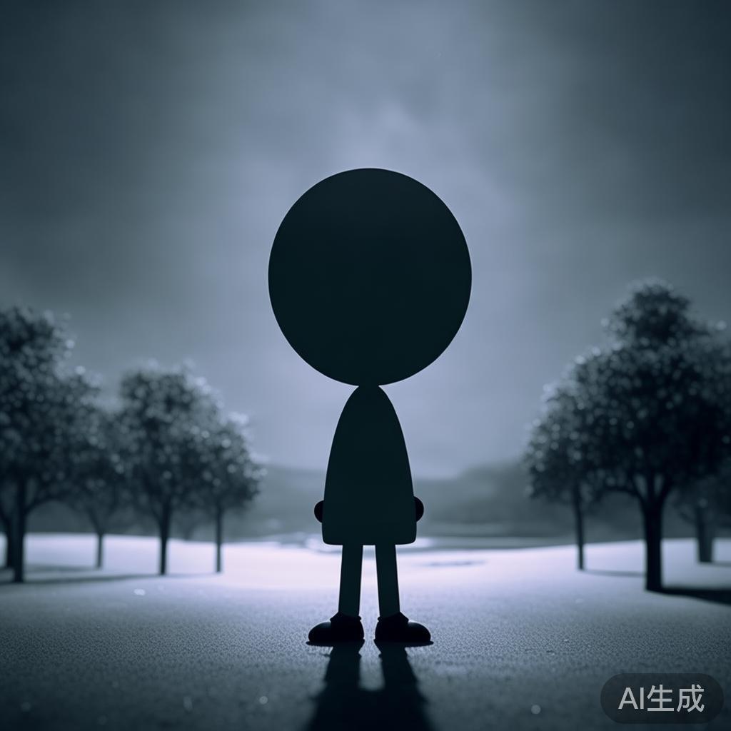 简笔画人物图片：卡通落寞背影