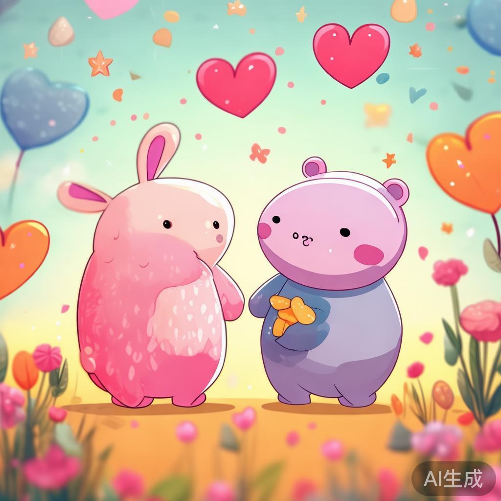 萌趣卡通爱情图片背景