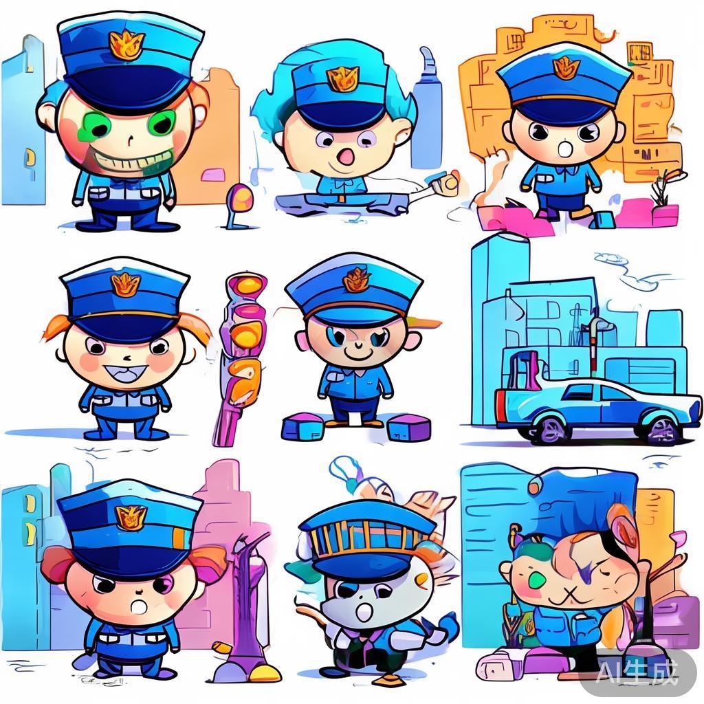 萌系警察简笔画图片大全