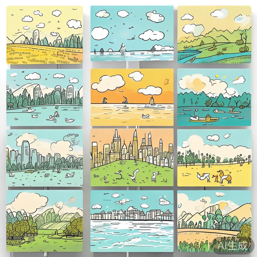 卡通素描风景简笔画大全图片