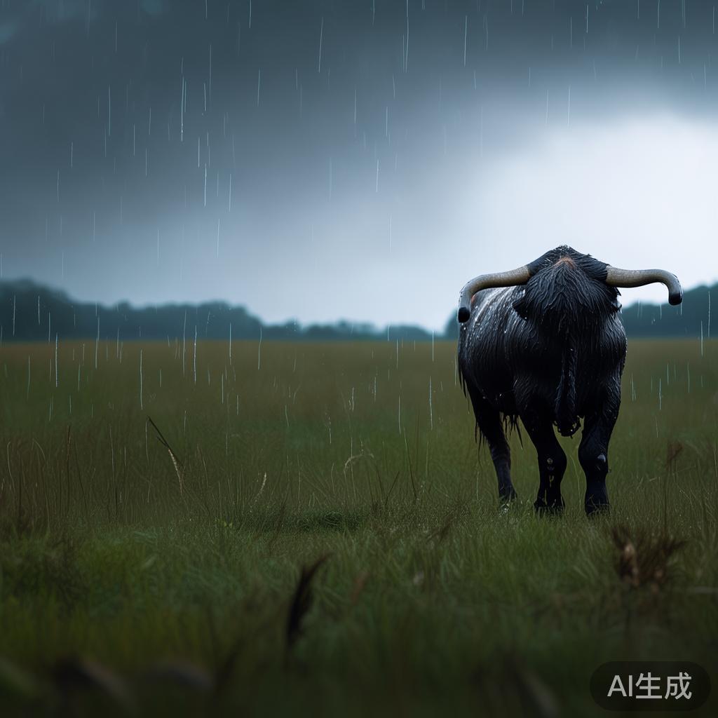 牛图片：孤单的雨滴