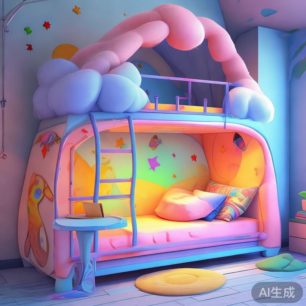 萌趣卡通儿童双层床图片
