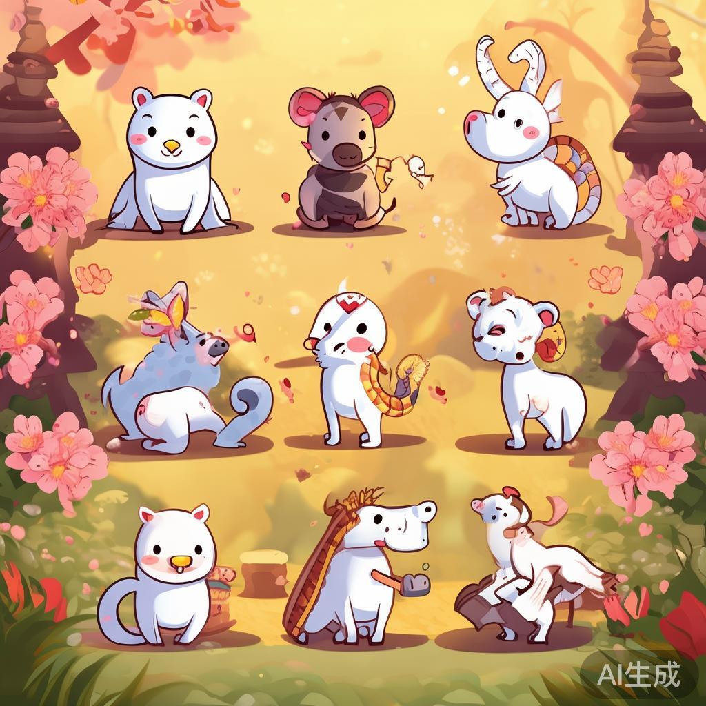 卡通唯美十二生肖简笔画图片