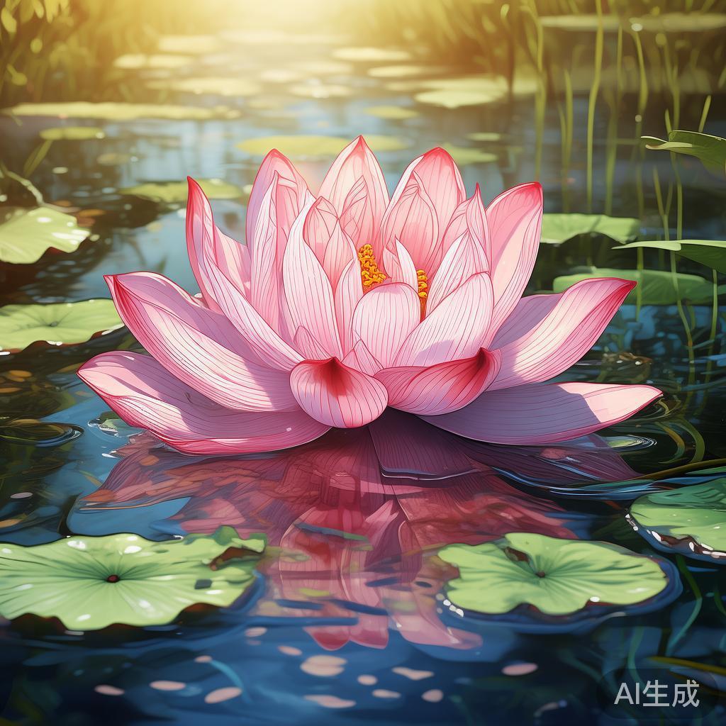 唯美卡通荷花手绘风图片