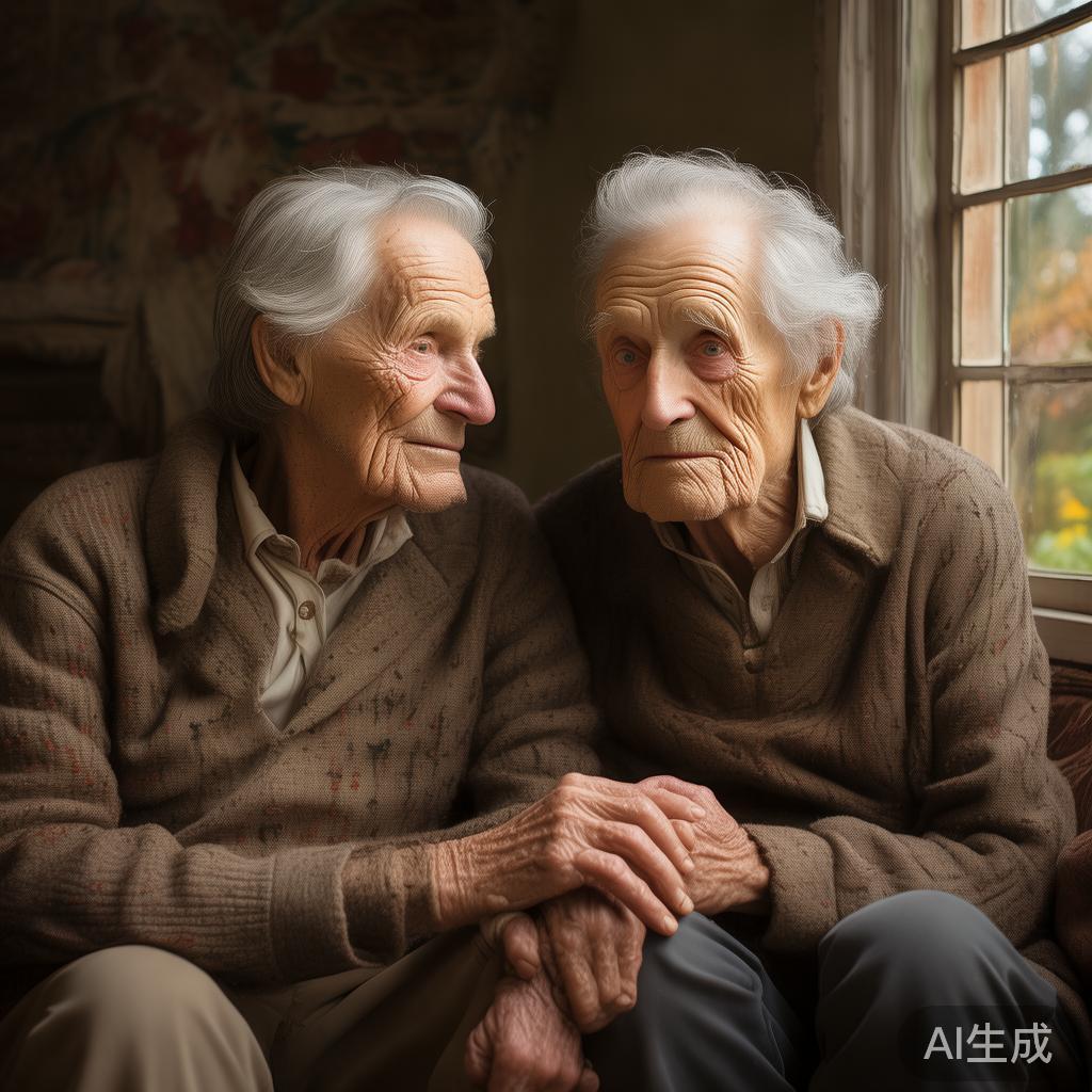 老夫妇油画图片：暖色旧伤
