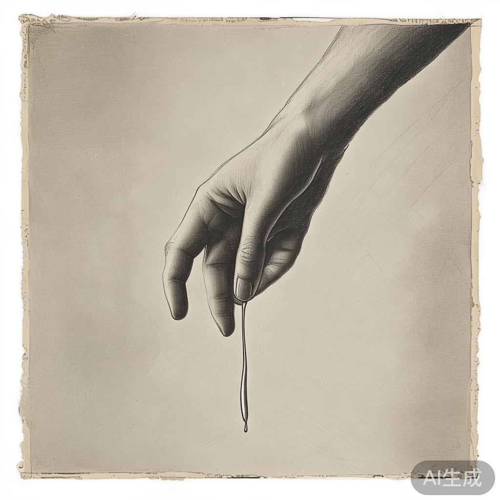 手绘海报图片：铅笔画的孤单眼泪