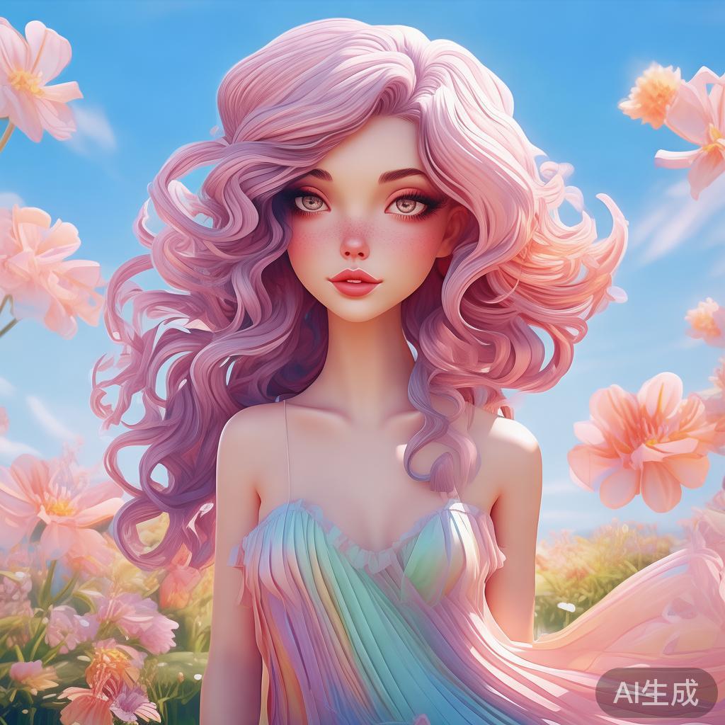 卡通素描风美女图片壁纸