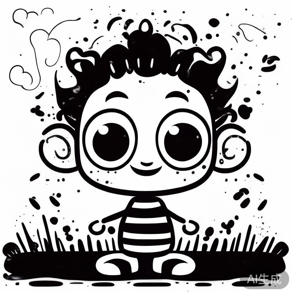 萌趣黑白卡通图片