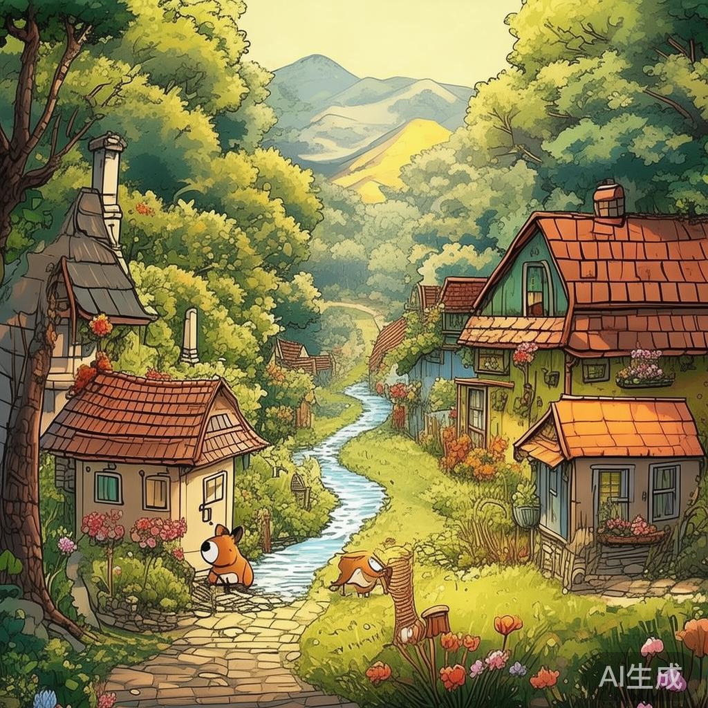 动漫人物简笔画图片：温馨小世界