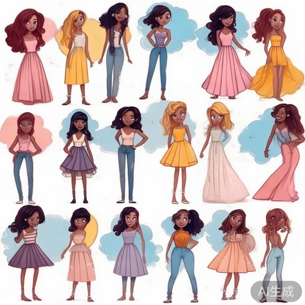 卡通素描美女图片大全