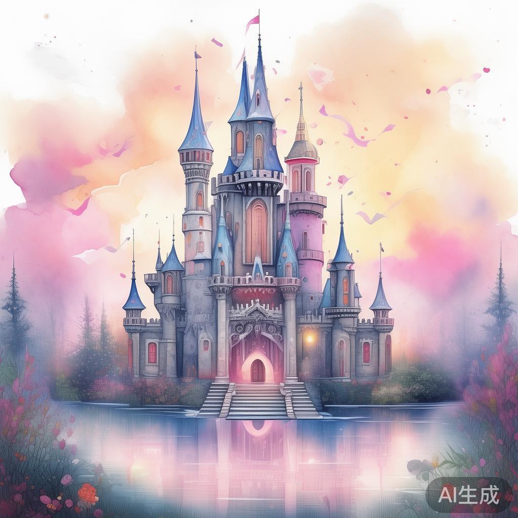 梦幻城堡简笔画唯美图片