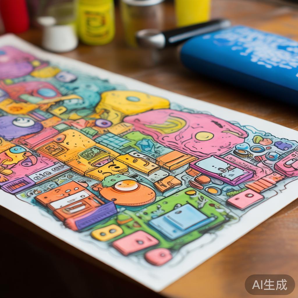 卡通素描卡纸粘贴画图片
