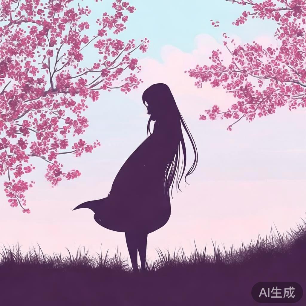 唯美背影卡通素描图片