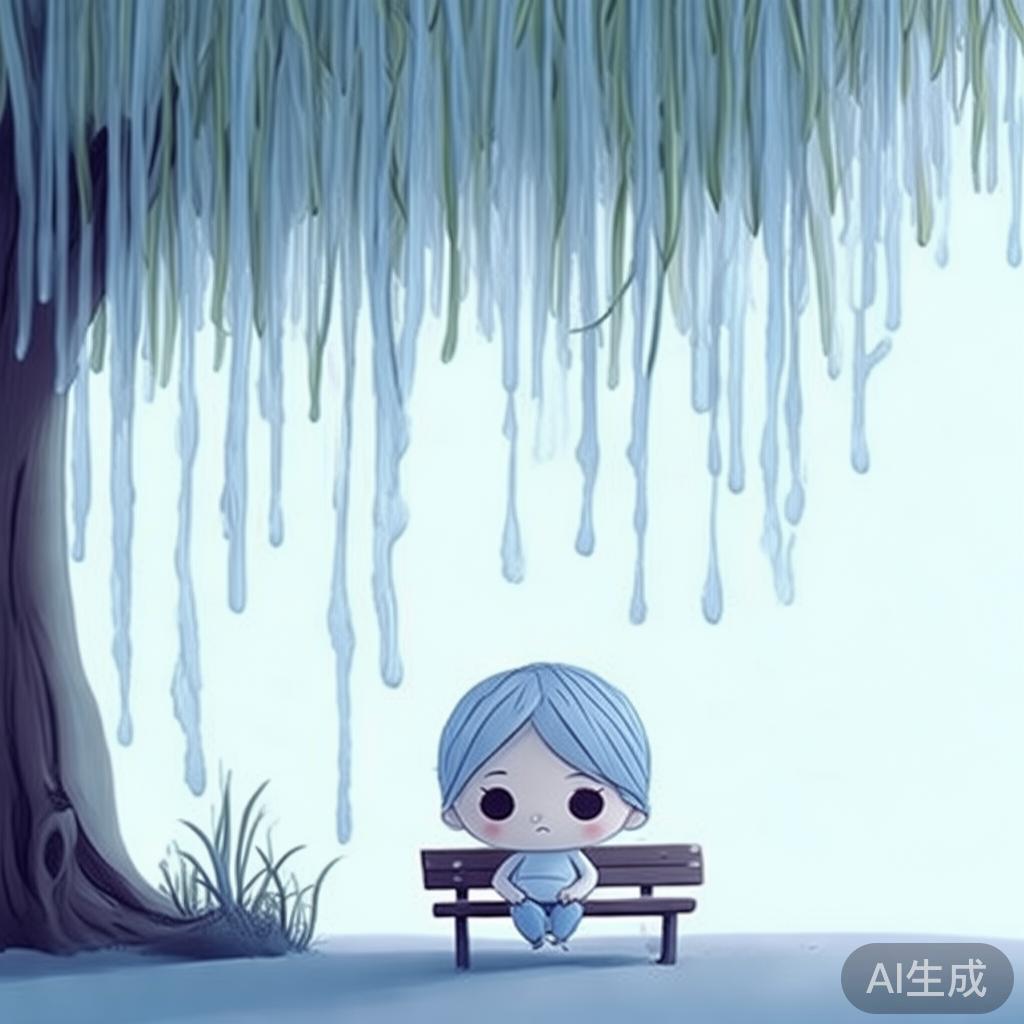 淡雅蓝小忧郁·卡通伤感背景图片