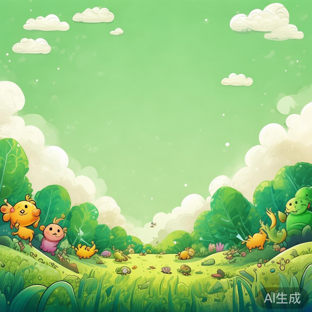 卡通萌绿PPT背景图片