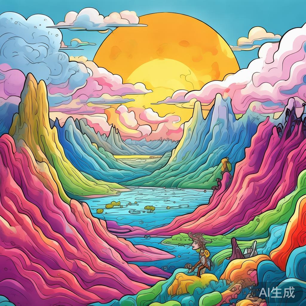 卡通素描风格凹凸世界图片