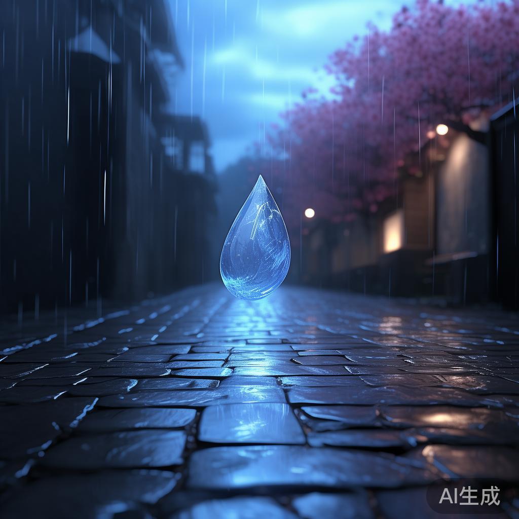 动漫卡通图片：雨落时的小小泪光