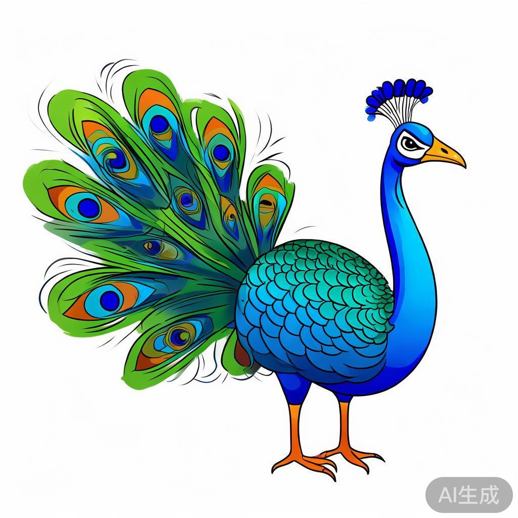 卡通素描孔雀简笔画图片
