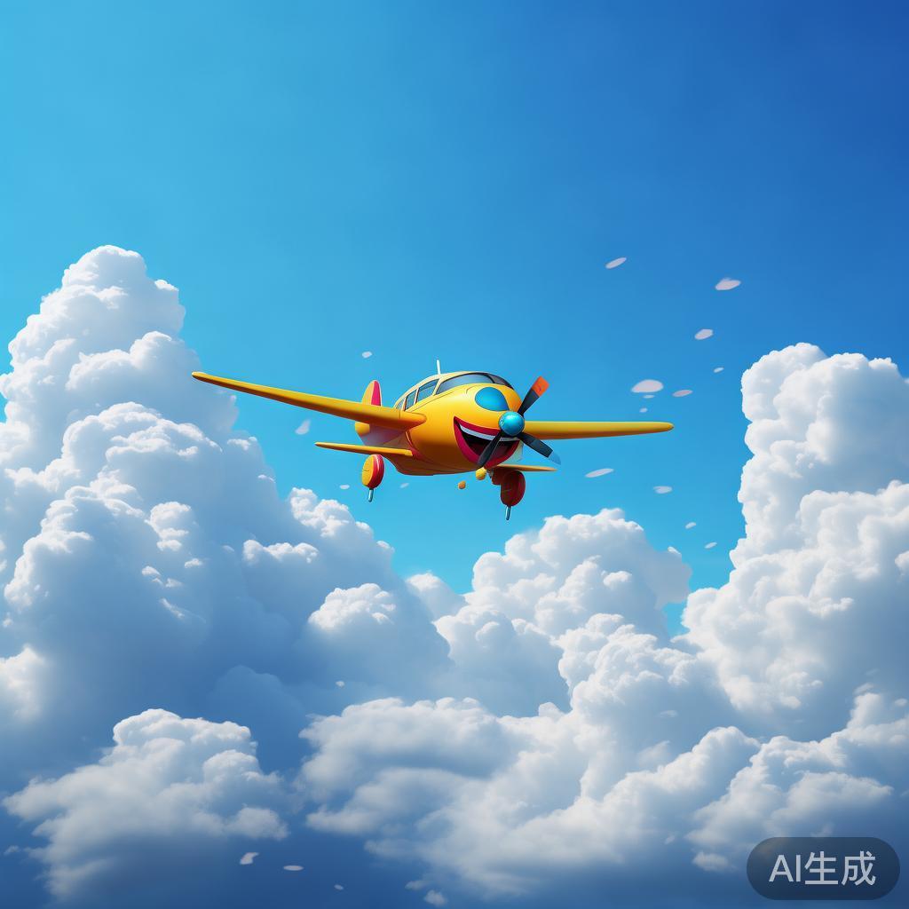 卡通飞机图片：云端孤影