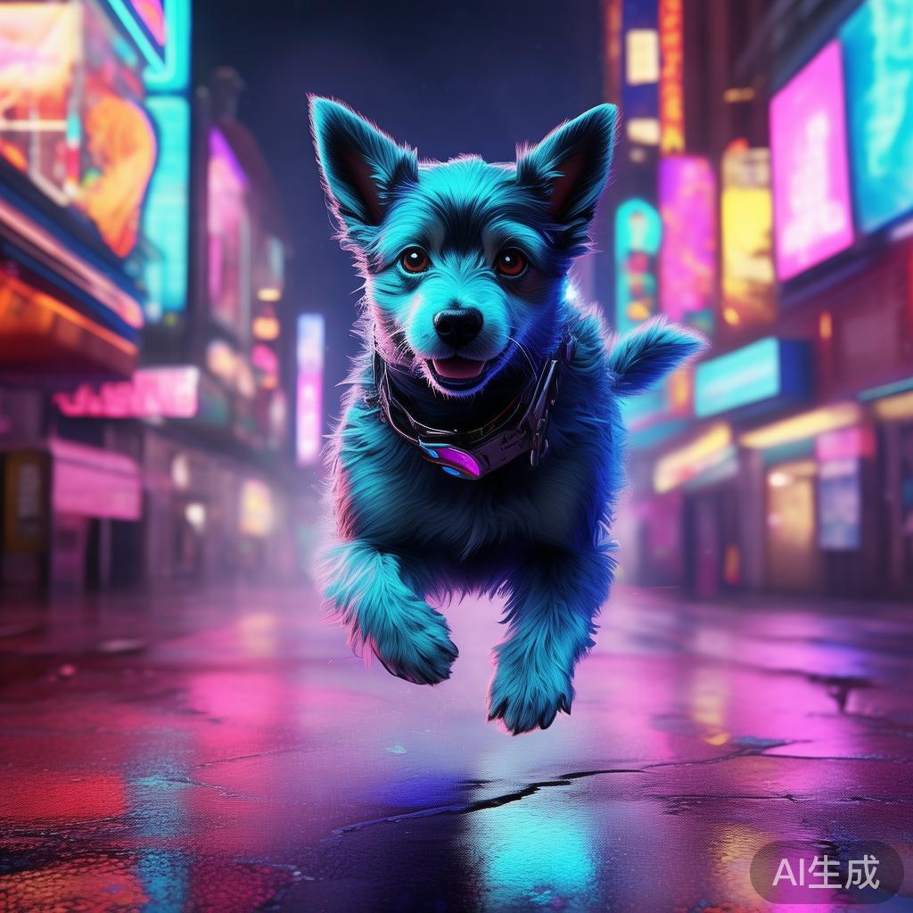 赛博小狗霓虹图片