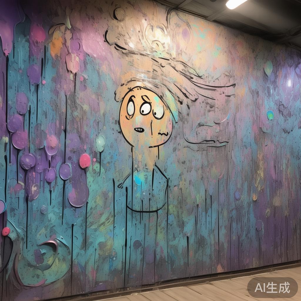 卡通伤感艺术漆背景墙图片