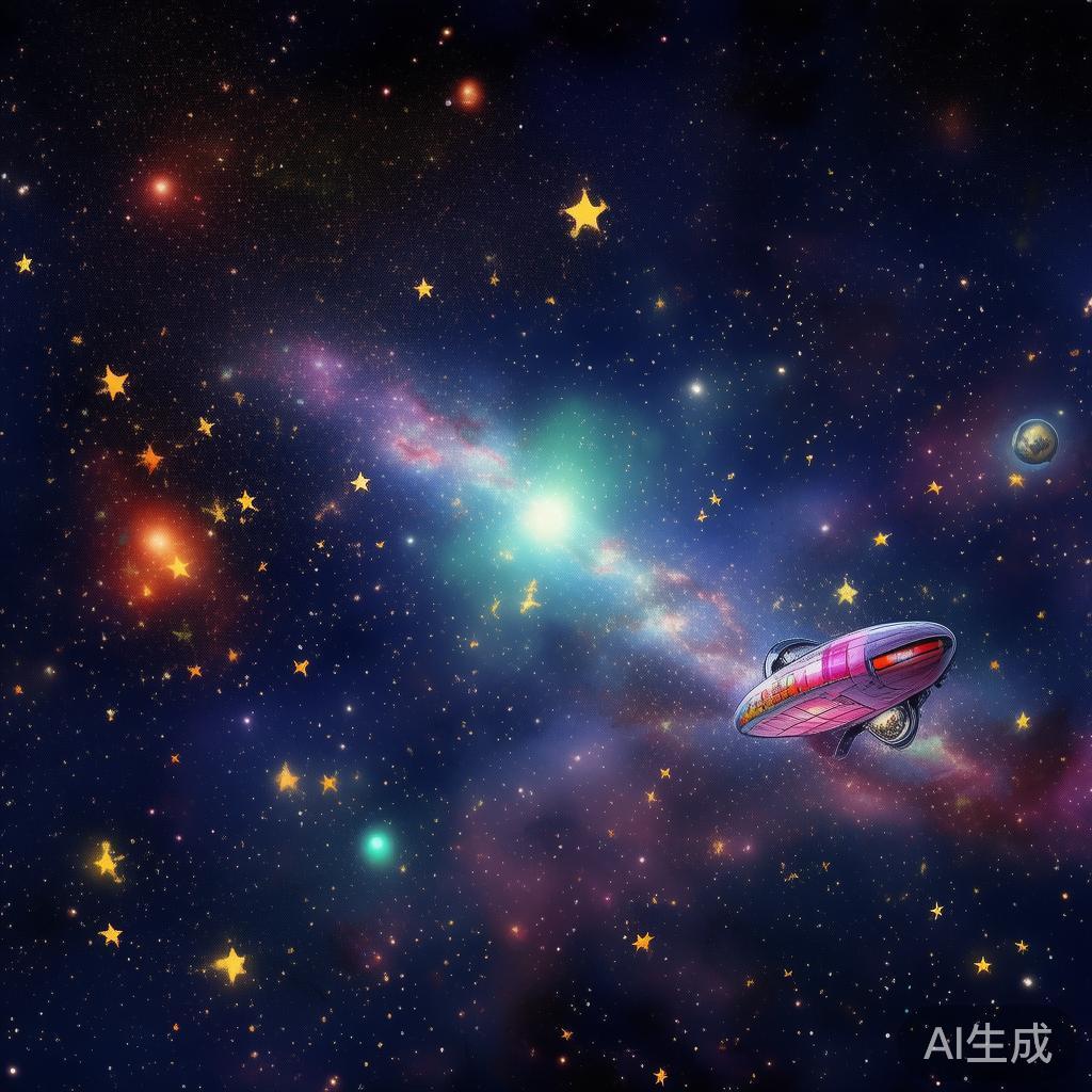 小学生科幻画图片：孤单星集