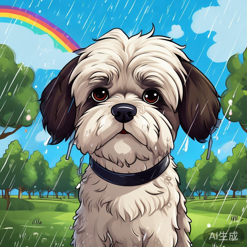 雪纳瑞雨天落泪卡通图片