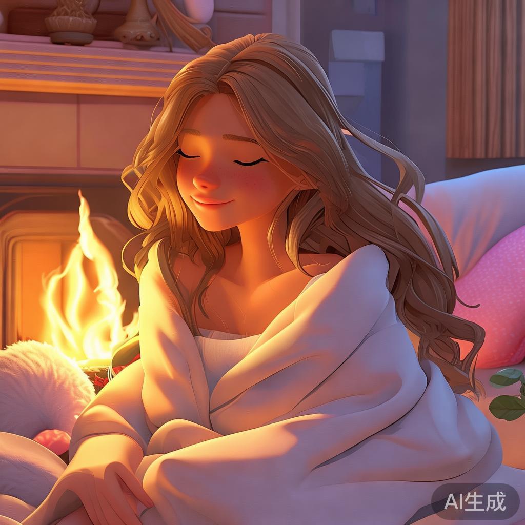 她的暖光自我呵护·卡通唯美图片