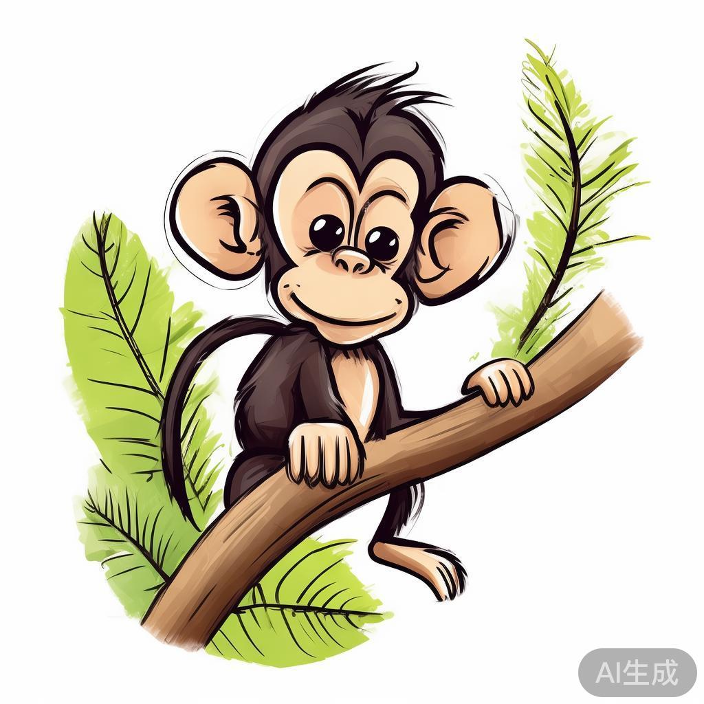 卡通素描猴子图片简笔