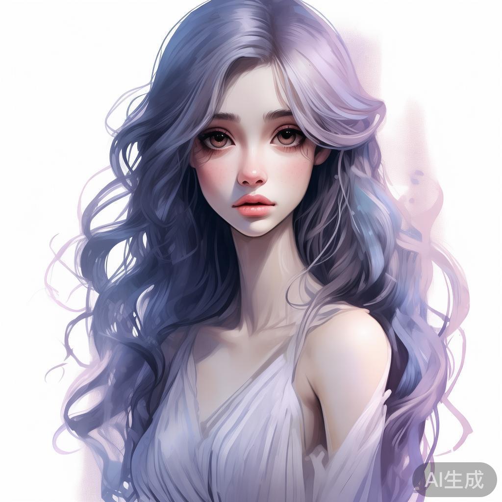 卡通素描唯美伤感女生图片
