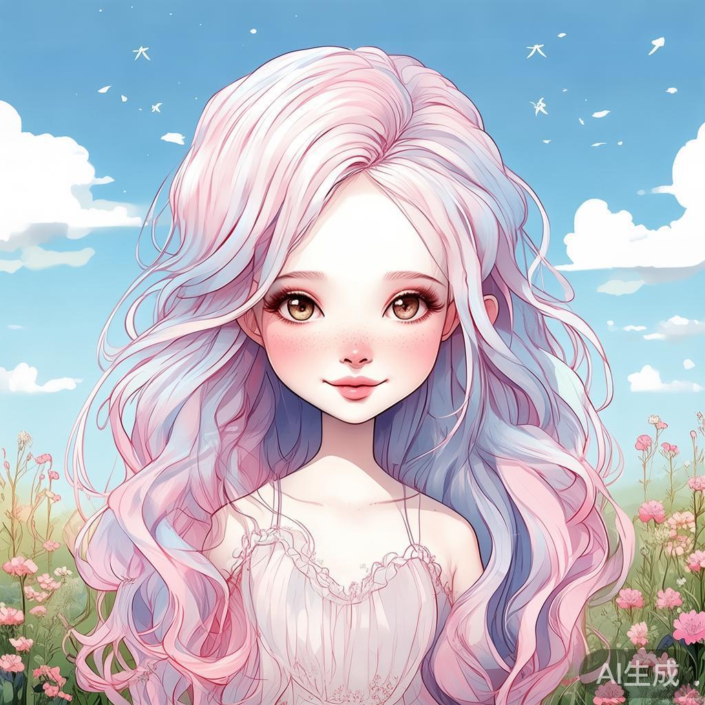 卡通素描小清新女生图片