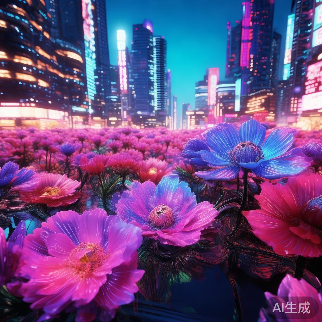 像素花海：唯美赛博图片