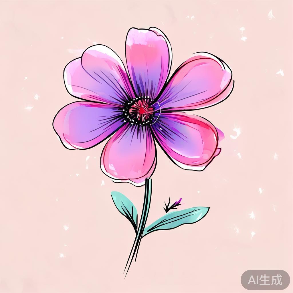 卡通素描花朵简笔画图片
