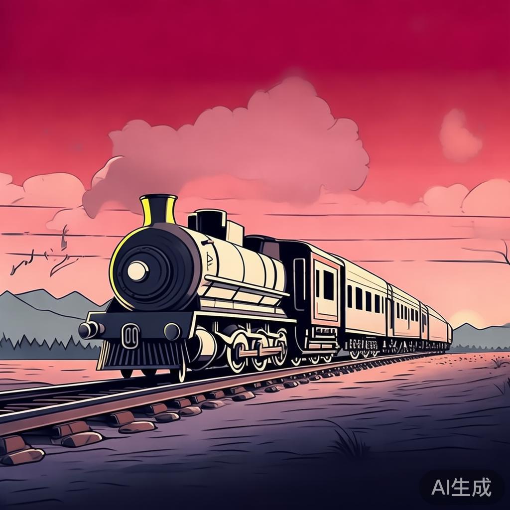 卡通火车简笔画，夕阳下的孤独图片