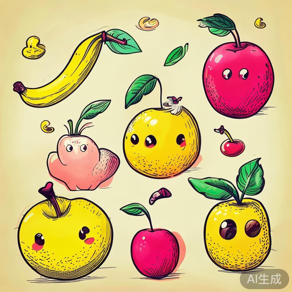 卡通素描水果简笔图片