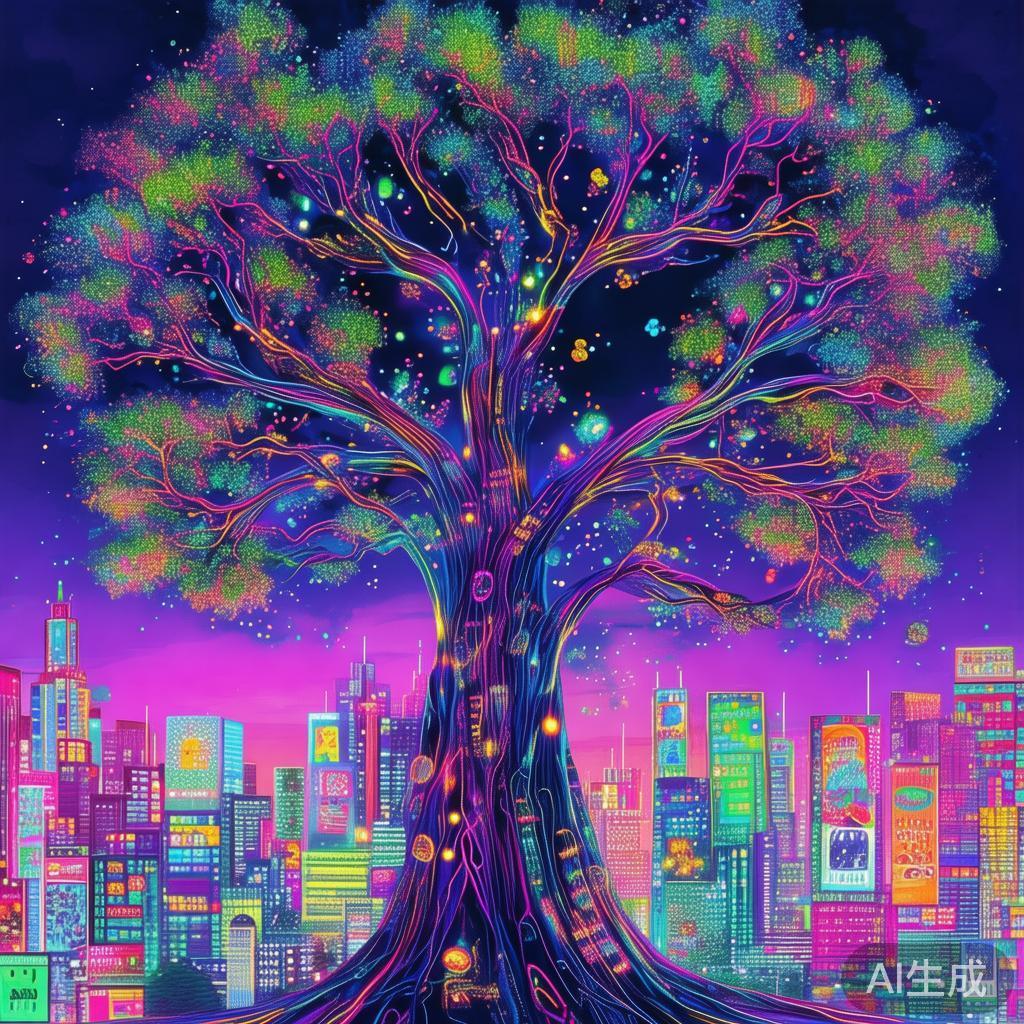 赛博童画树图片