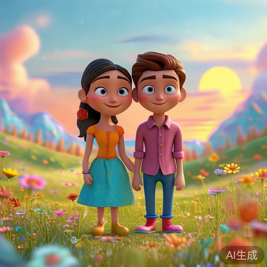 卡通情侣唯美背景图片