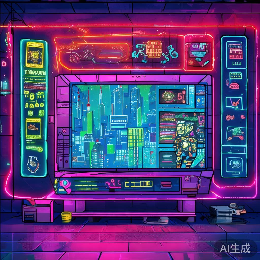 卡通赛博朋克手绘电视背景墙图片