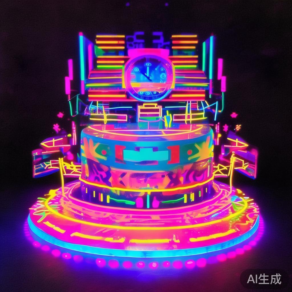 蛋糕图片：卡通赛博霓虹蛋糕图