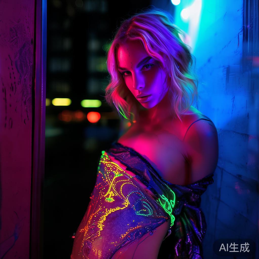 霓虹丝网袜美女图片