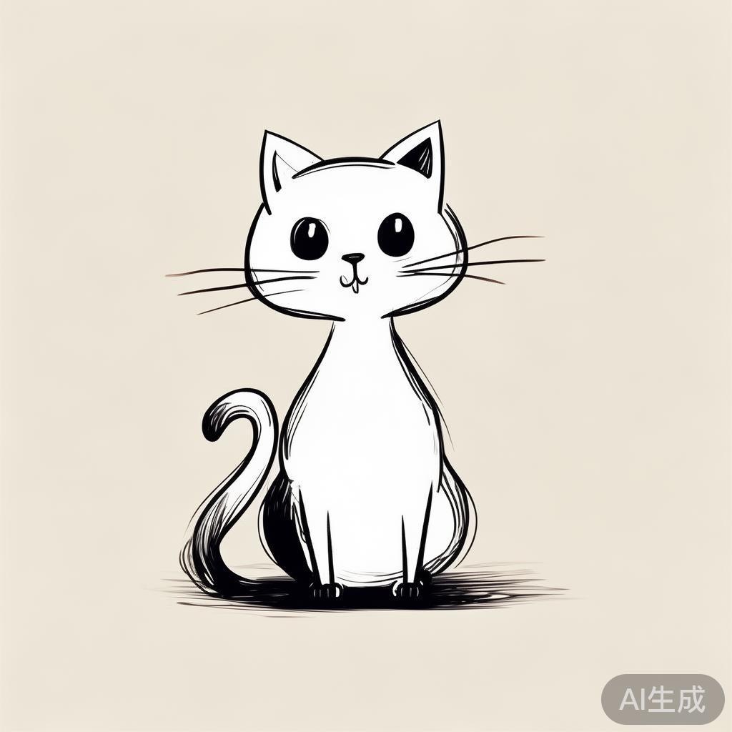 卡通素描猫简笔画图片