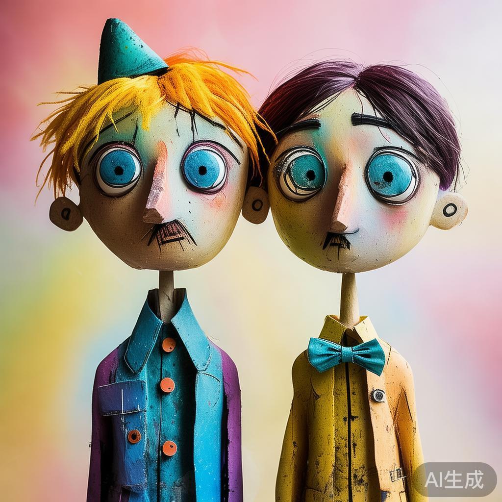 非主流情侣头像图片：卡通纸片小伤感